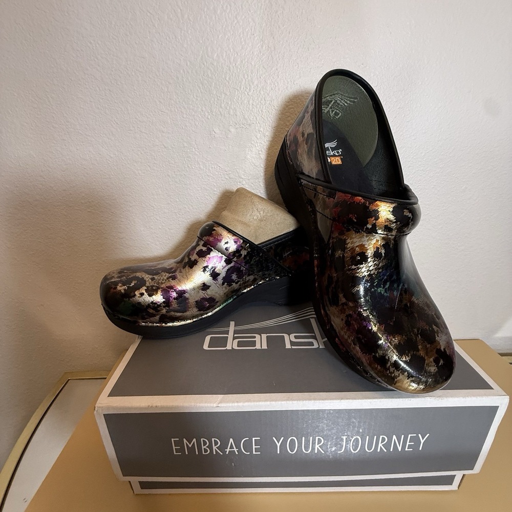 NEW Box Dansko XP 2.0 Clog Multi Color Leopard Swirl Nurse Doctor EU 38 US 7.5/8 - Picture 6 of 16
